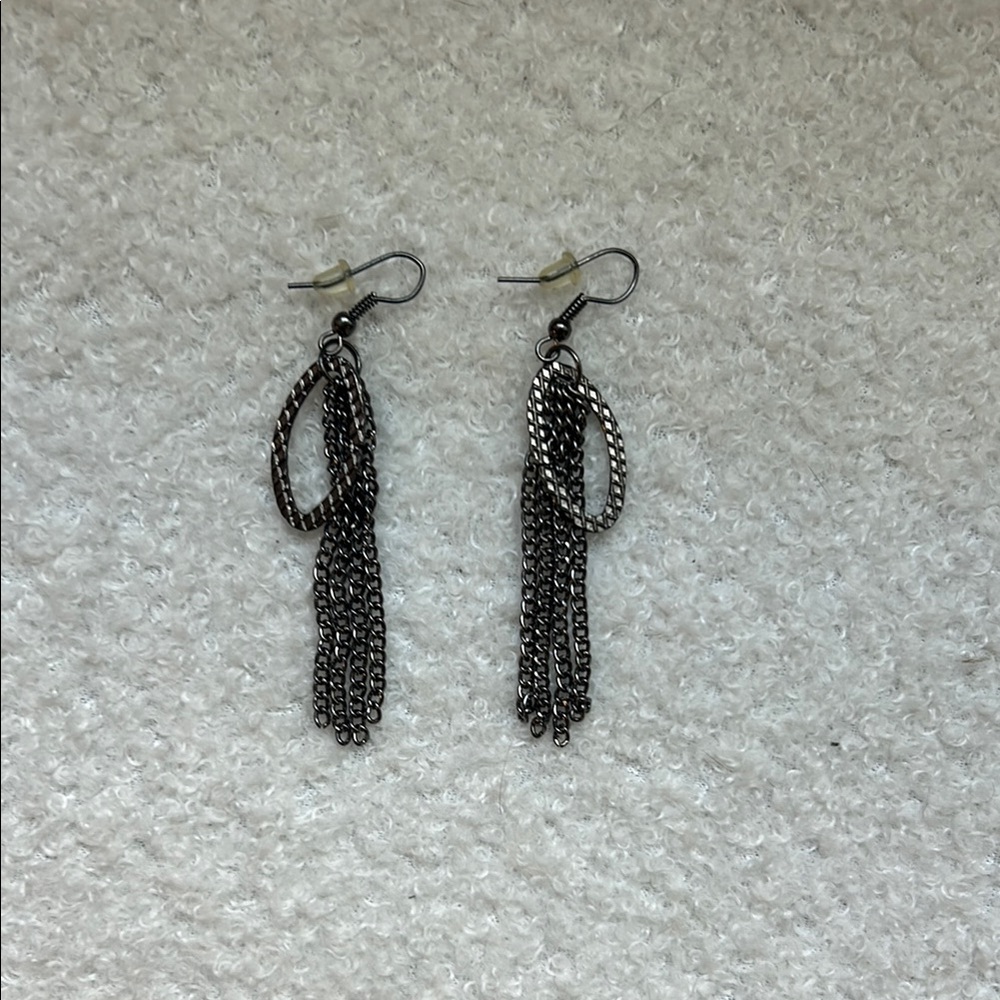 Elegant Silver Chain Tassel Earrings